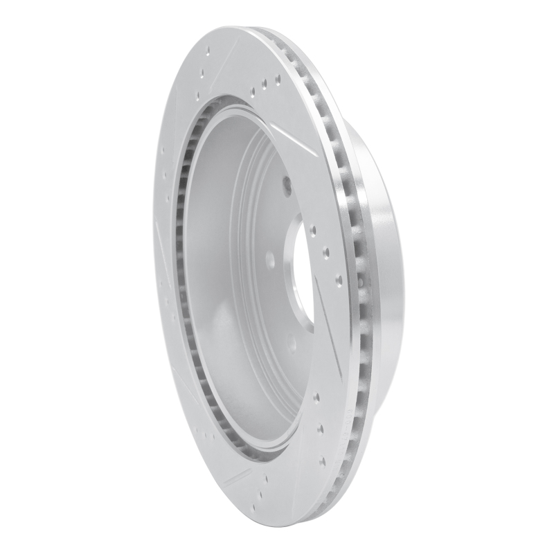 Nissan Titan Brake Rotor (1) - Rear Right - R1 Concepts - Drilled & Slotted - Silver - `17-`24